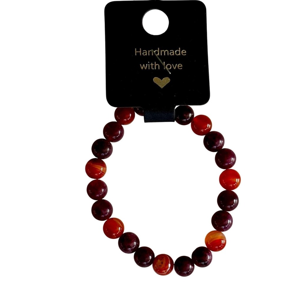 Handmade Carnelian Bracelet‎ with Love Jewelry Fashion Accessory
